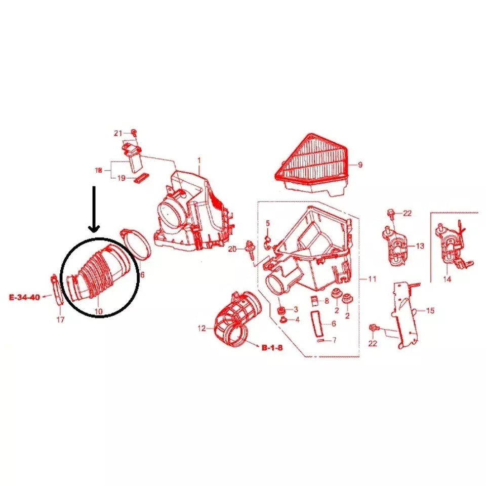HONDA CR-V 1.6 DIESEL AIR BOX TO TURBO AIR INTAKE HOSE PIPE TUBE 2013-2018 NEW
